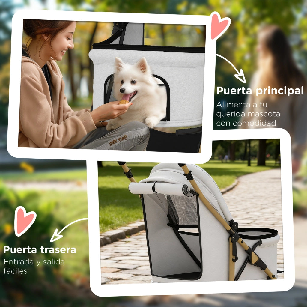 Carrello Portatile per Animali Domestici ¨C Minimal ¨C 80x44.5x97 cm Grigio Chiaro