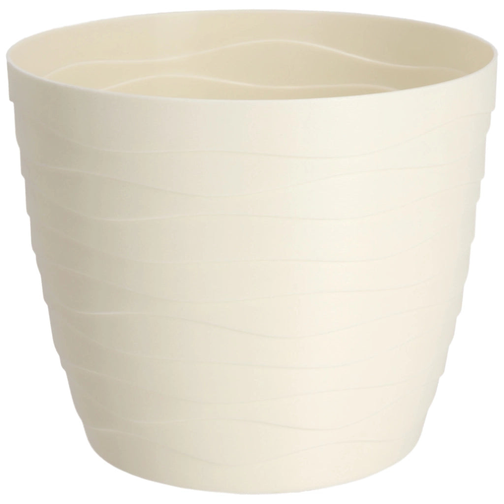 Vaso da fiori KADAX, coprivaso rotondo color crema, 19 cm, in plastica.