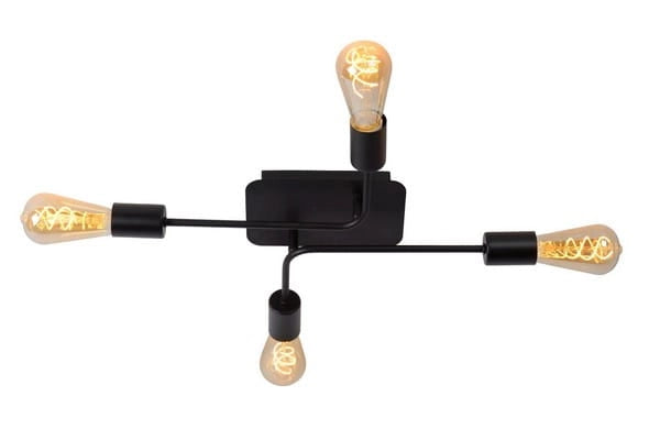 Plafoniera Lucide Lester nera metallo 4 luci E27 60W