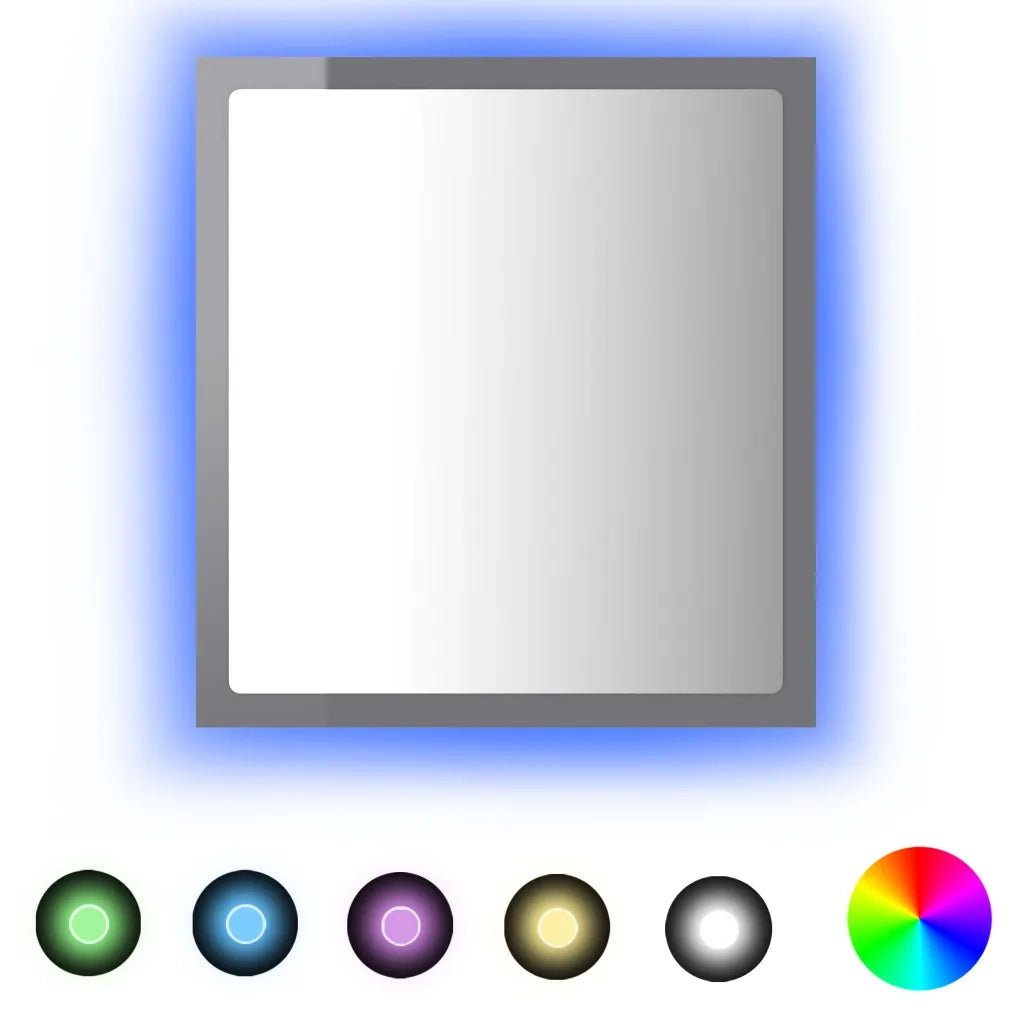 Specchio da Bagno LED Grigio Lucido 40x8,5x37 cm in Acrilico 804915