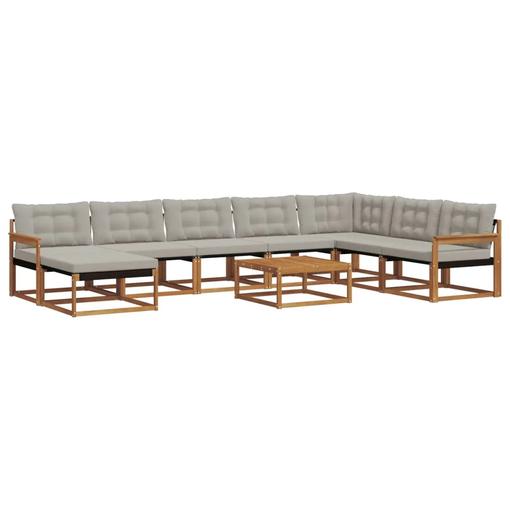 Set di divani da esterno 9 pcs Grigio Naturale e Chiaro 3369762