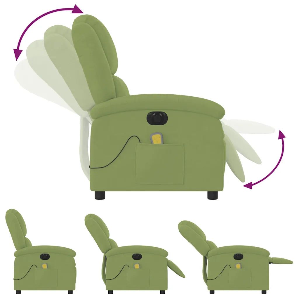 Poltrona Massaggiante Reclinante Elettrica Verde Chiaro Velluto 3204292