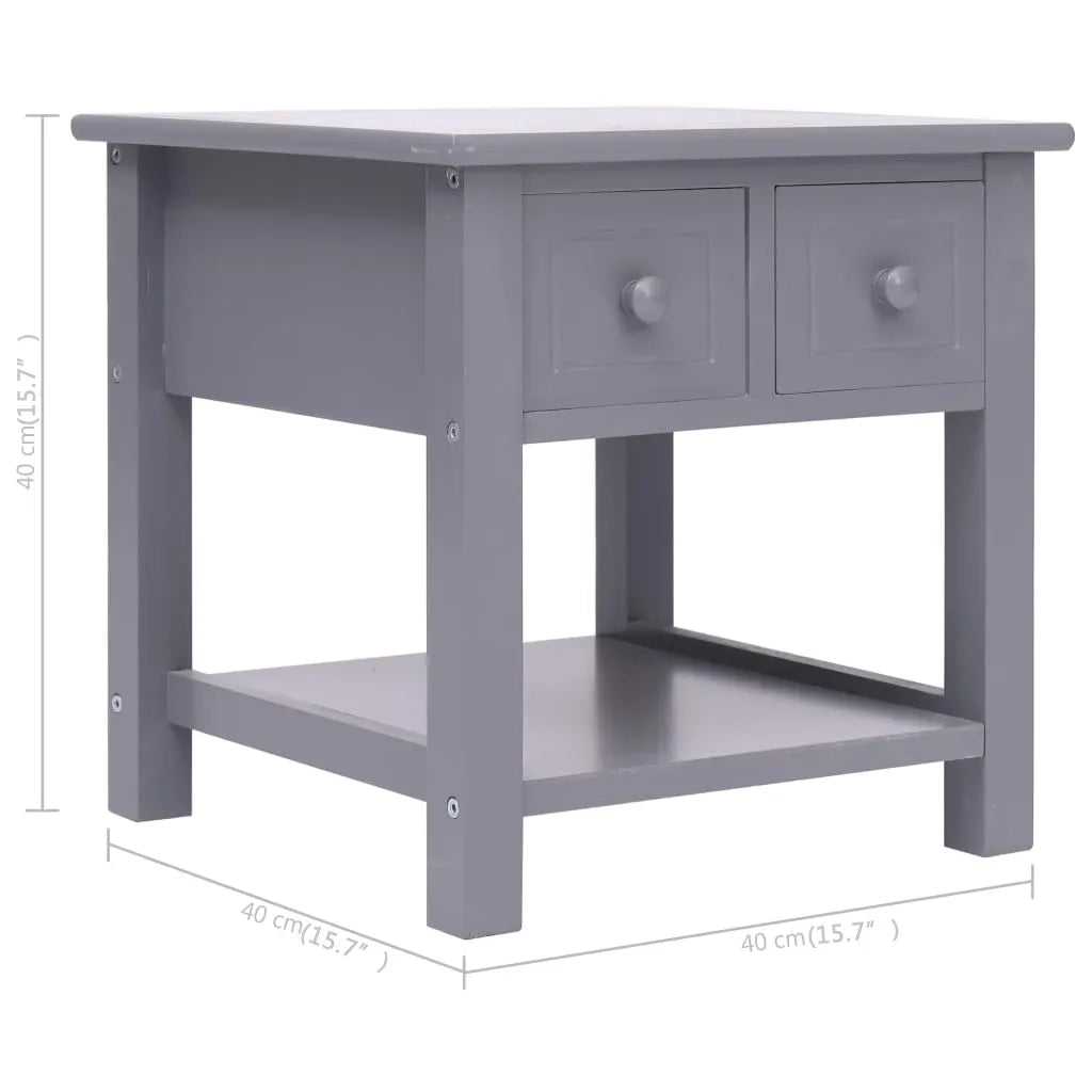 Tavolino Laterale | Tavolo laterale Grigio 40x40x40 cm in Legno di Paulownia