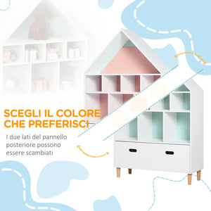 Libreria Scaffale Portagiochi per Cameretta 82x30x126 cm  Bianca
