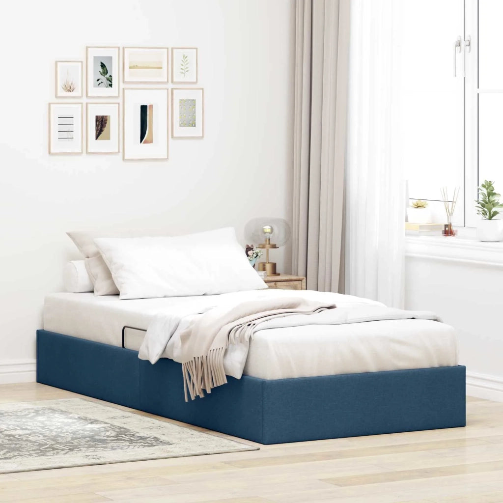 Letto ottomano con archiviazione Blu 90 x 190 cm Tessuto 3442795