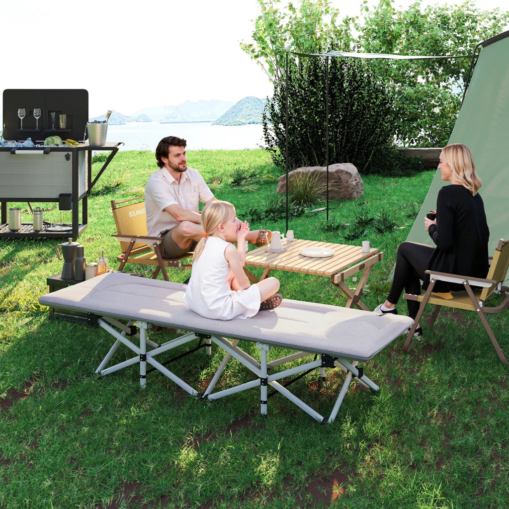 Letto da campeggio pieghevole con materasso e sedia a sdraio ¨C zephmum ¨C 185x65x37 cm grigio