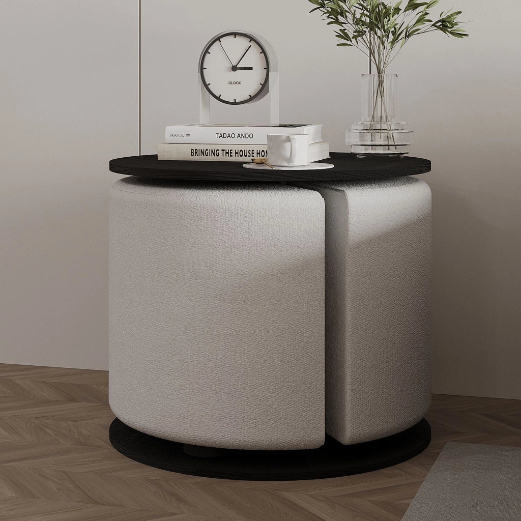 Tavolino in legno "Vexana" con poggiapiedi - 43 x 43 x 47 cm - Nero