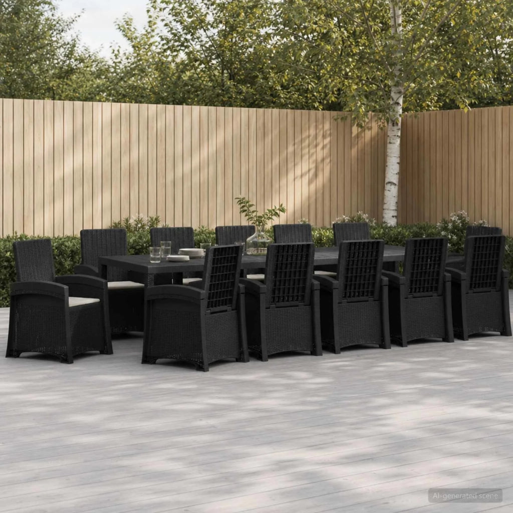 Set da Pranzo per Giardino 14 pz Antracite e Grigio chiaro PP 3430186