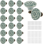 Set di maniglie ceramici da 20 - Maniglie decorativi per mobili - Maniglie multifunzionali per porte/finestre - Effetto retro - Maniglie in acciaio inox con viti - Maniglie per mobili