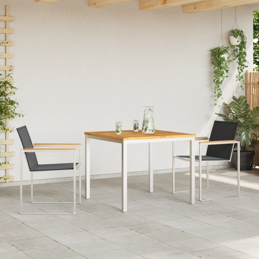 Set da Pranzo da Giardino  3 Pezzi in Legno Massello di Teak