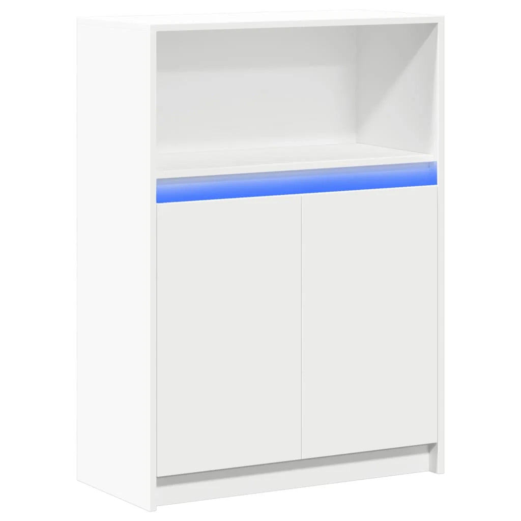 Buffet credenza cassettiera armadio mobile contenitore organizer per cucina soggiorno salotto con illuminazione a LED 72 x 34 x 100 cm legno ingegnerizzato bianco 02_0029773