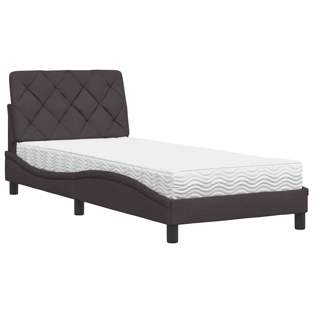Letto con Materasso Marrone Scuro 90x200 cm in Tessuto 3310716