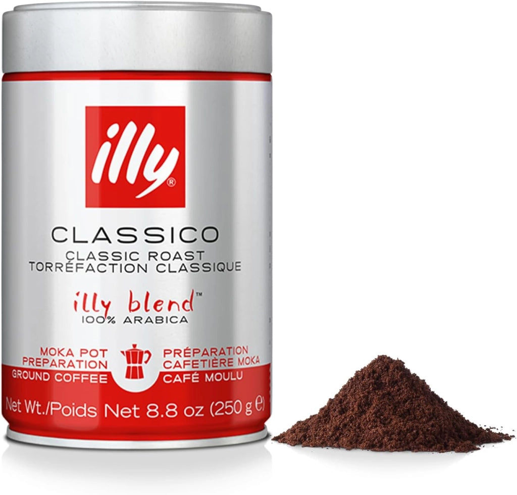 Illy caffè macinato per moka tostato classico, 1 barattolo da 250 grammi