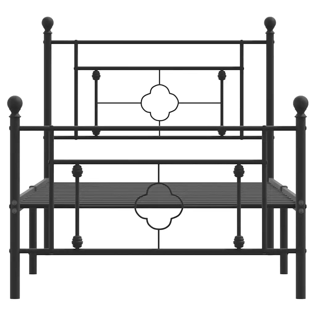 Giroletto con Testiera e Pediera Metallo Nero 100x200 cm 374352