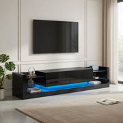 Cassettiera per TV nera in truciolato lucido; lunghezza 181 cm