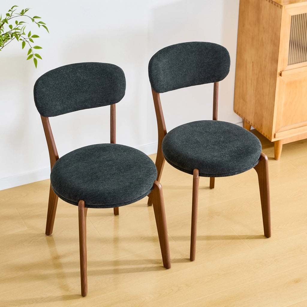 Set 2 Sedie da Pranzo in Tessuto di Lino Imbottite ¨C Xylo ¨C Stile Moderno, Grigio