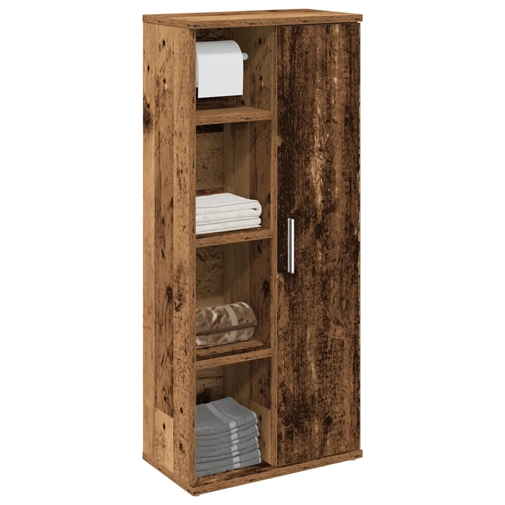 Mobile da Bagno | Armadio da bagno con Portarotolo Legno Antico 39x22x90 cm