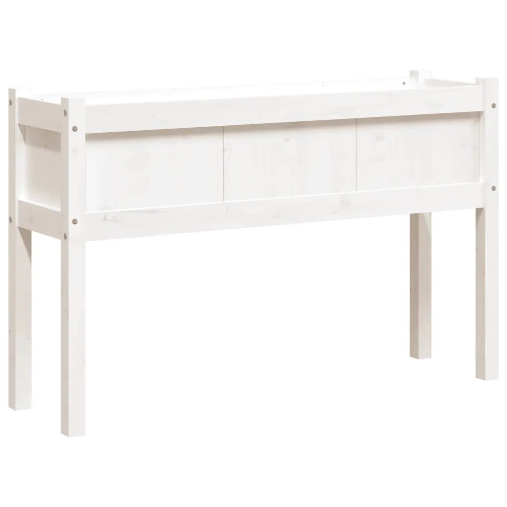 Fioriera da Giardino con Gambe-Vaso da Esterno-Contenitore per Piante Bianca 110x31x70cm Massello Pino