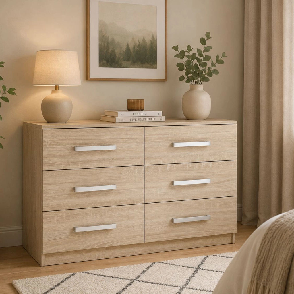 Laganaro, Cassettiera 6 Cassetti, 112x43x79h cm Marrone Rovere