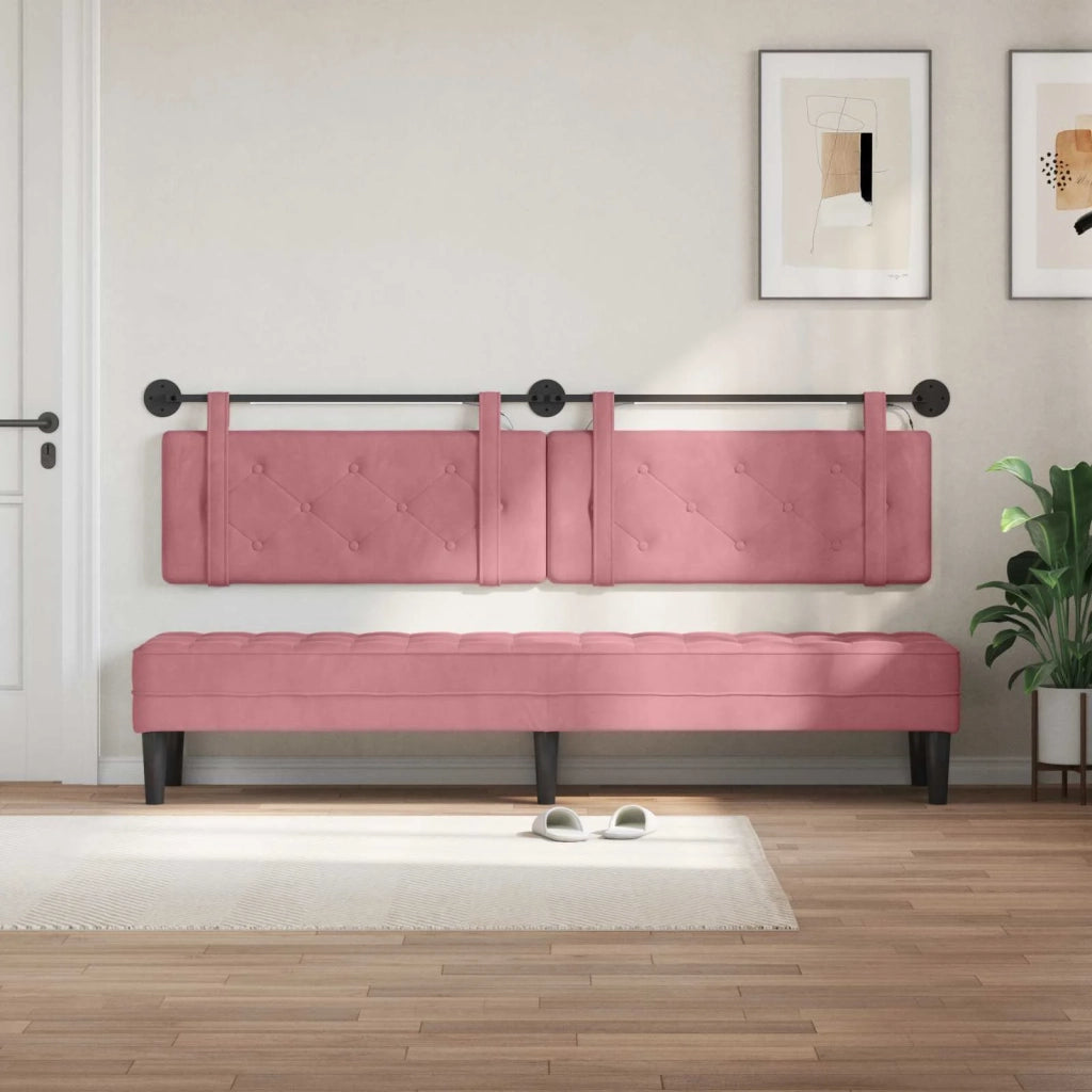 Testiera sospesa Con luce LED Rosa Velluto