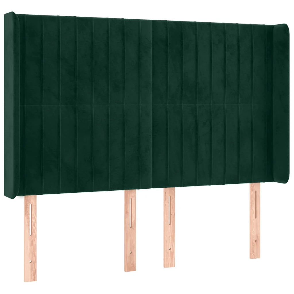 Letto a Molle con Materasso e LED Verde Scuro 140x200cm Velluto 3139688