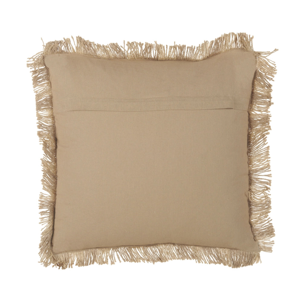 Cuscino in iuta sfoderabile con imbottitura con bordo decorativo a righe 45 x 45 cm Beige accessori decorativi boho