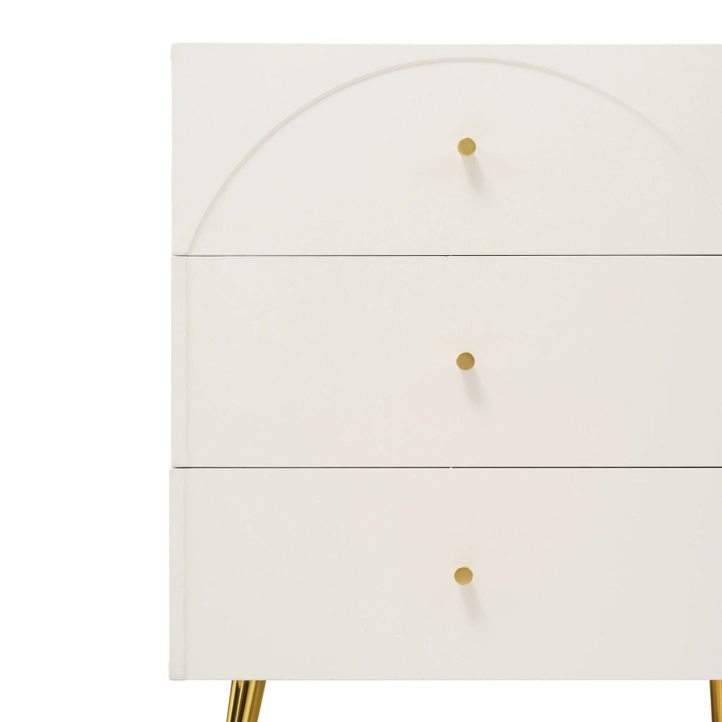 Комò con 6 cassetti colore crema-bianco, H85xL120xP40 cm, struttura in legno e metallo
