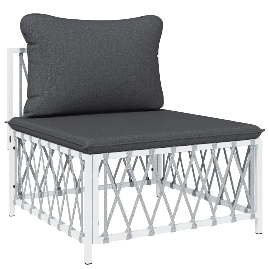 Set Salotto da Giardino 6 pz con Cuscini in Acciaio Bianco 3186858
