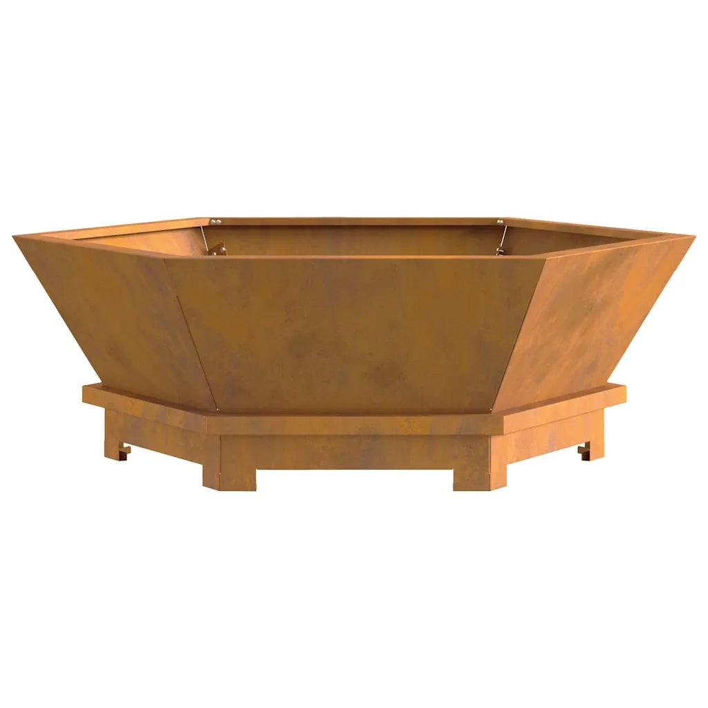 Focolare-Stufa-Camino Marrone 75 x 75 x 28 cm acciaio corten
