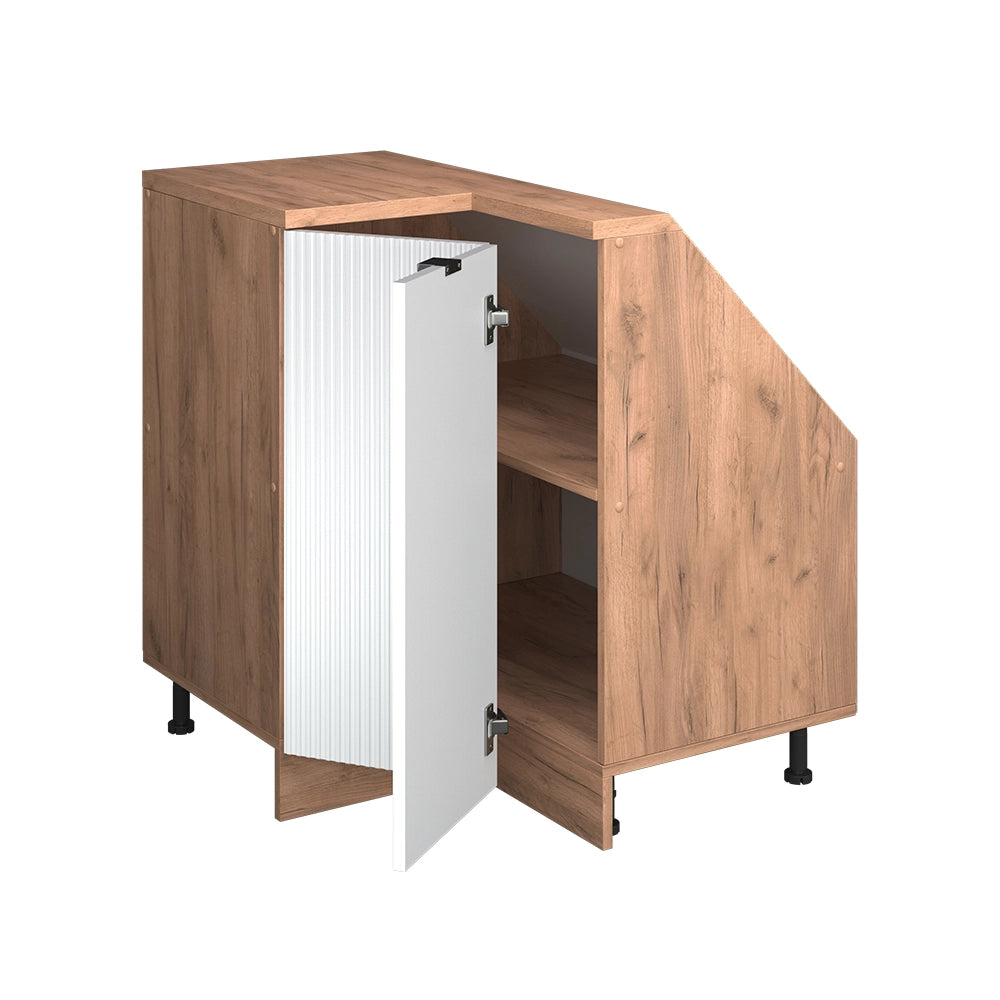 Mobile sottotetto Mobile angolare Rion Ondulazione bianca/Rovere dorato 75.6 x 83.8 cm con 1 porta Vicco