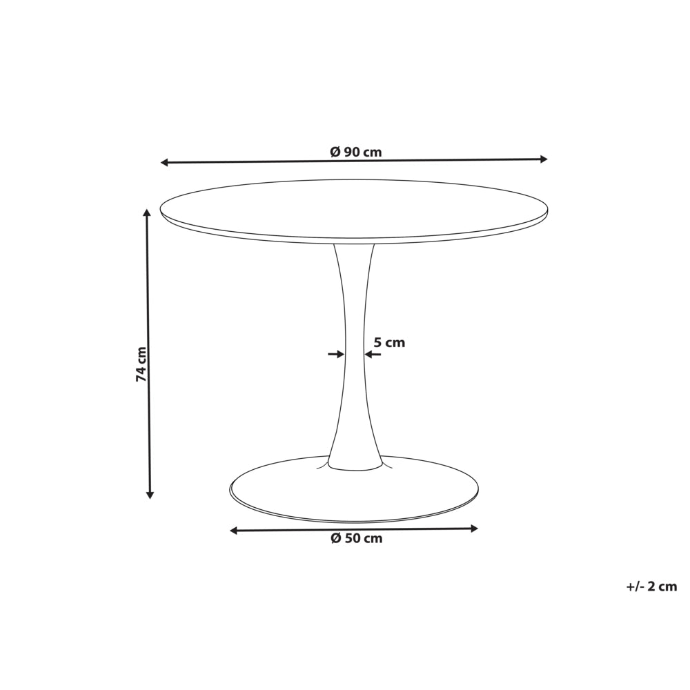Tavolo da Pranzo Tondo 90 cm effetto marmo nero Base in Metallo nero tavolo da cucina rotondo industriale da 90 cm