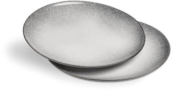 Set di piatti da tavola per 2 persone, ceramica, grigio