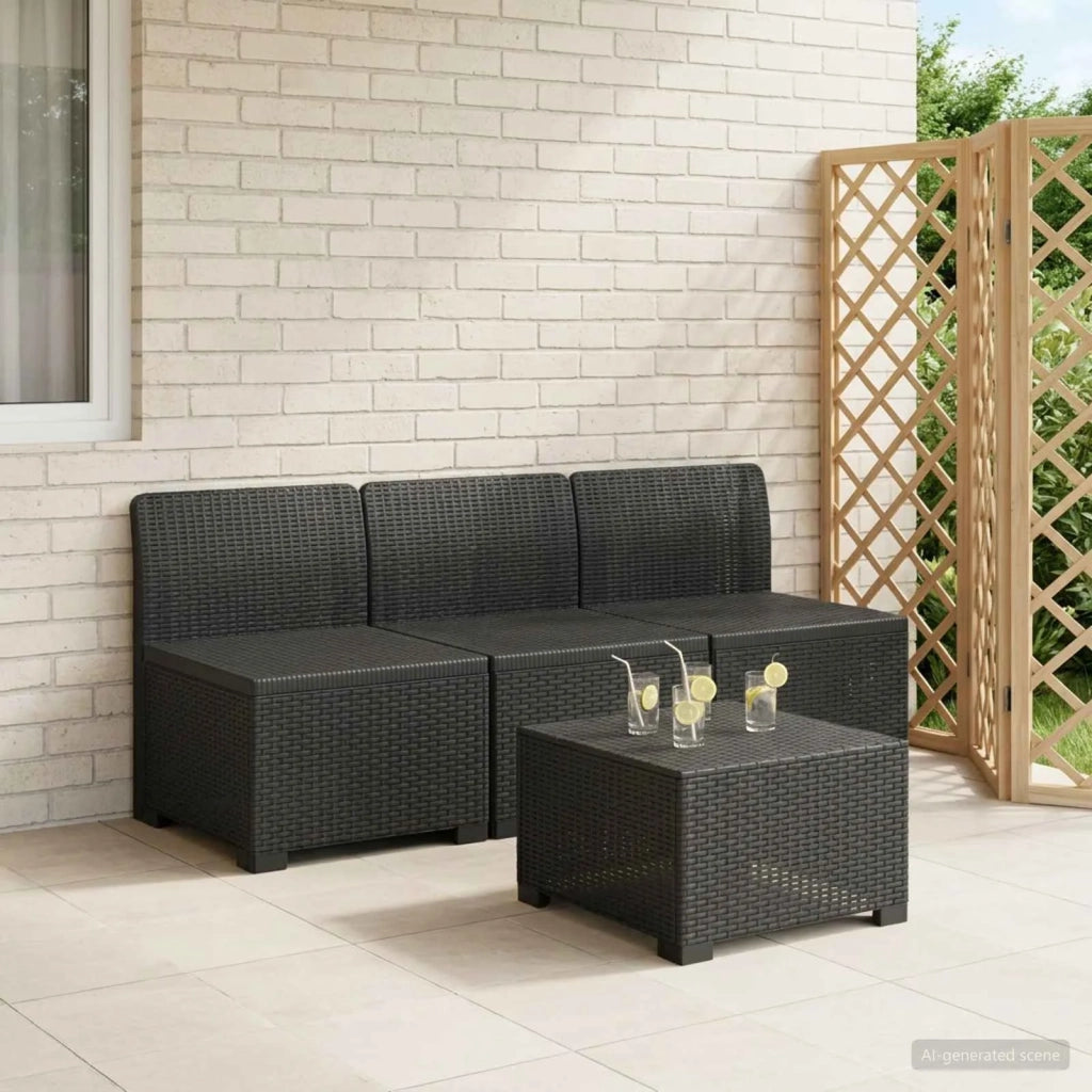 Divano da esterno-Divano da Giardino a 3 Posti in Aspetto Rattan PP Antracite 805290