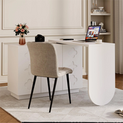 Scrivania modulare con tavolo girevole a 360 gradi, 3 armadietti, per ufficio e studio, in MDF, bianco