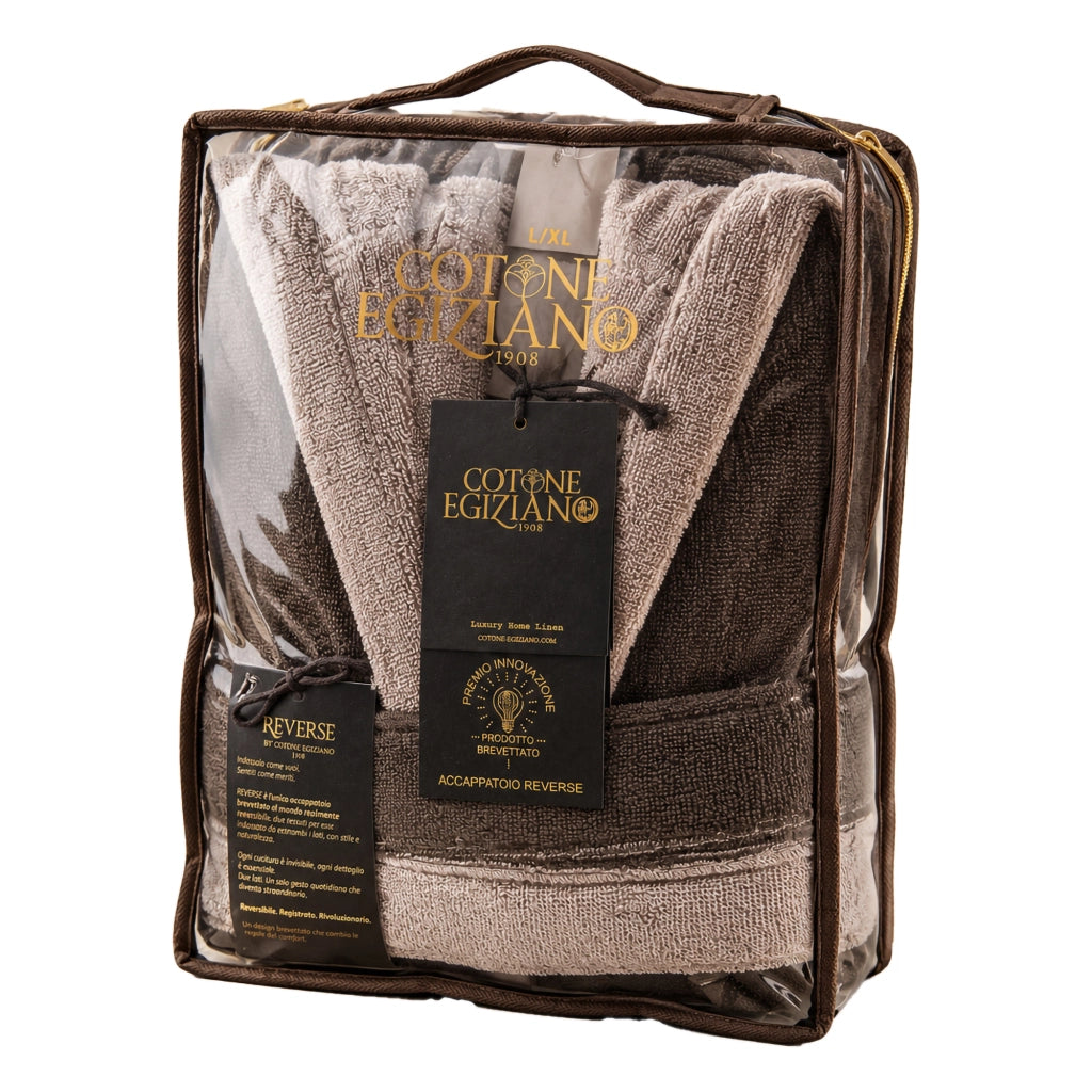 Selesi, Accappatoio 100% Cotone con Cappuccio Reversibile, Beige Crema
