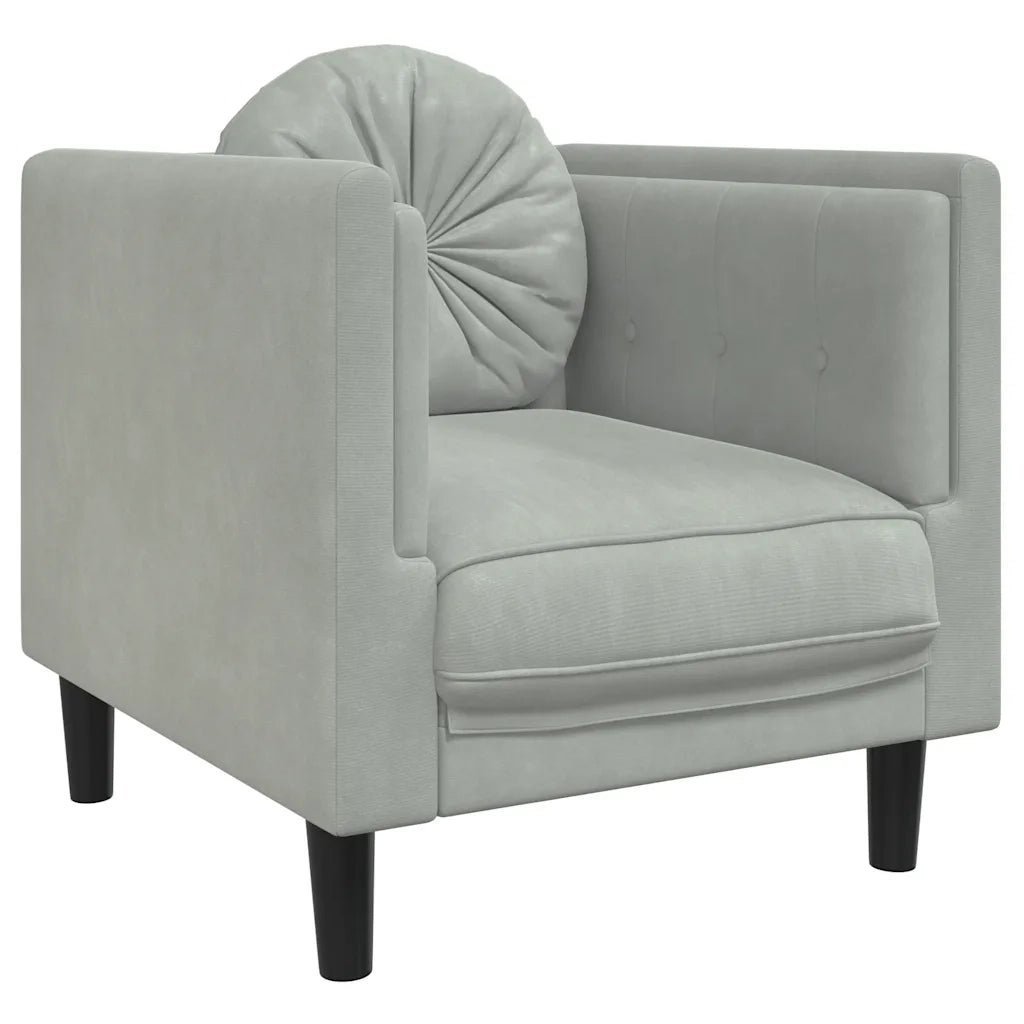 Divano Sedia-Poltrona con Cuscino Grigio Chiaro in Velluto