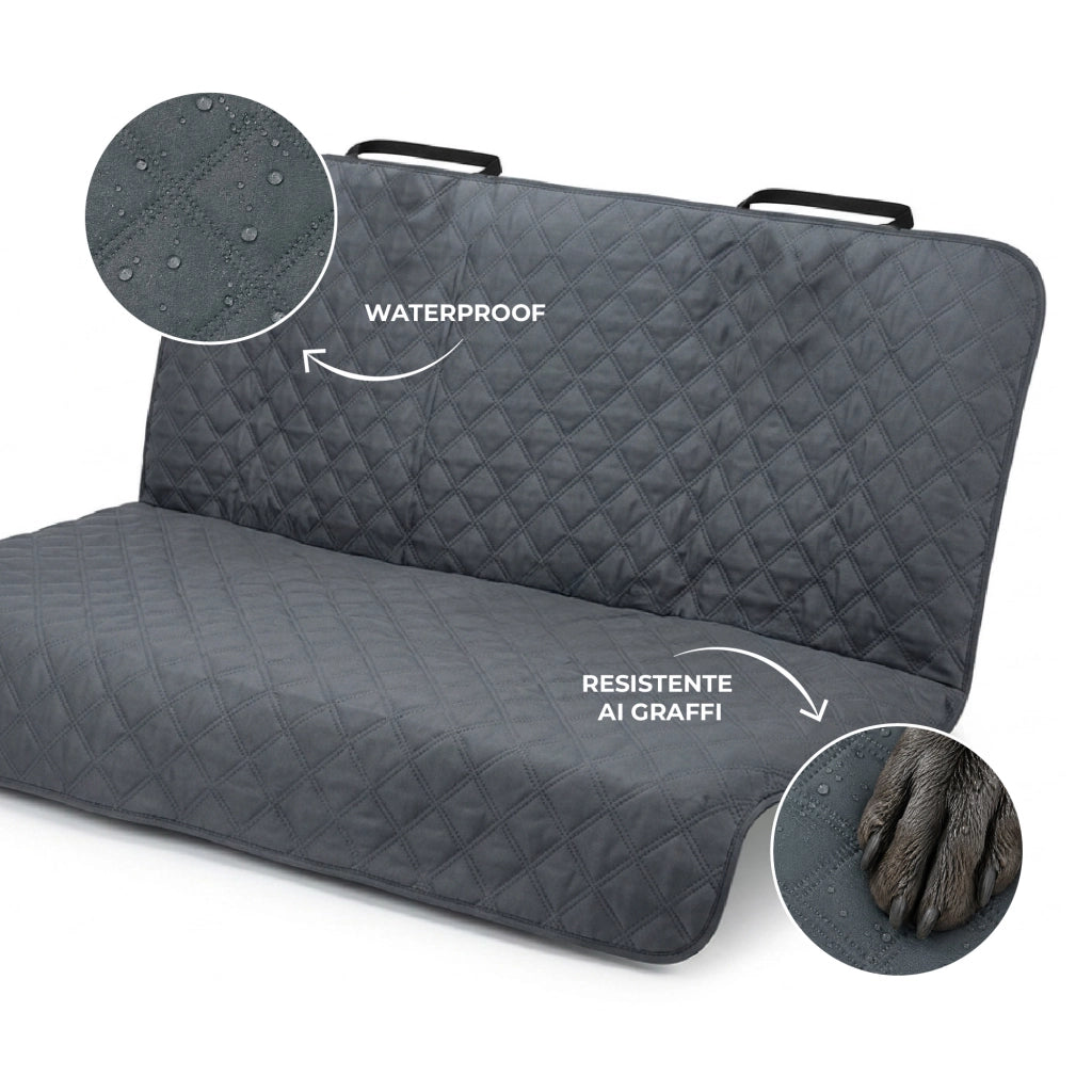 Copri Sedile Auto per Cani Impermeabile e Antigraffio 147x127 cm, Protezione Sedili Posteriori e Bagagliaio Universale per SUV e Auto, Telo Coprisedile Trapuntato Multifunzionale Grigio