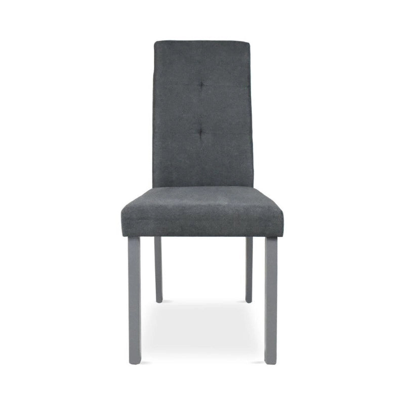 Sedia Eric in legno colore grigio con seduta in tessuto grigio set 2 pezzi