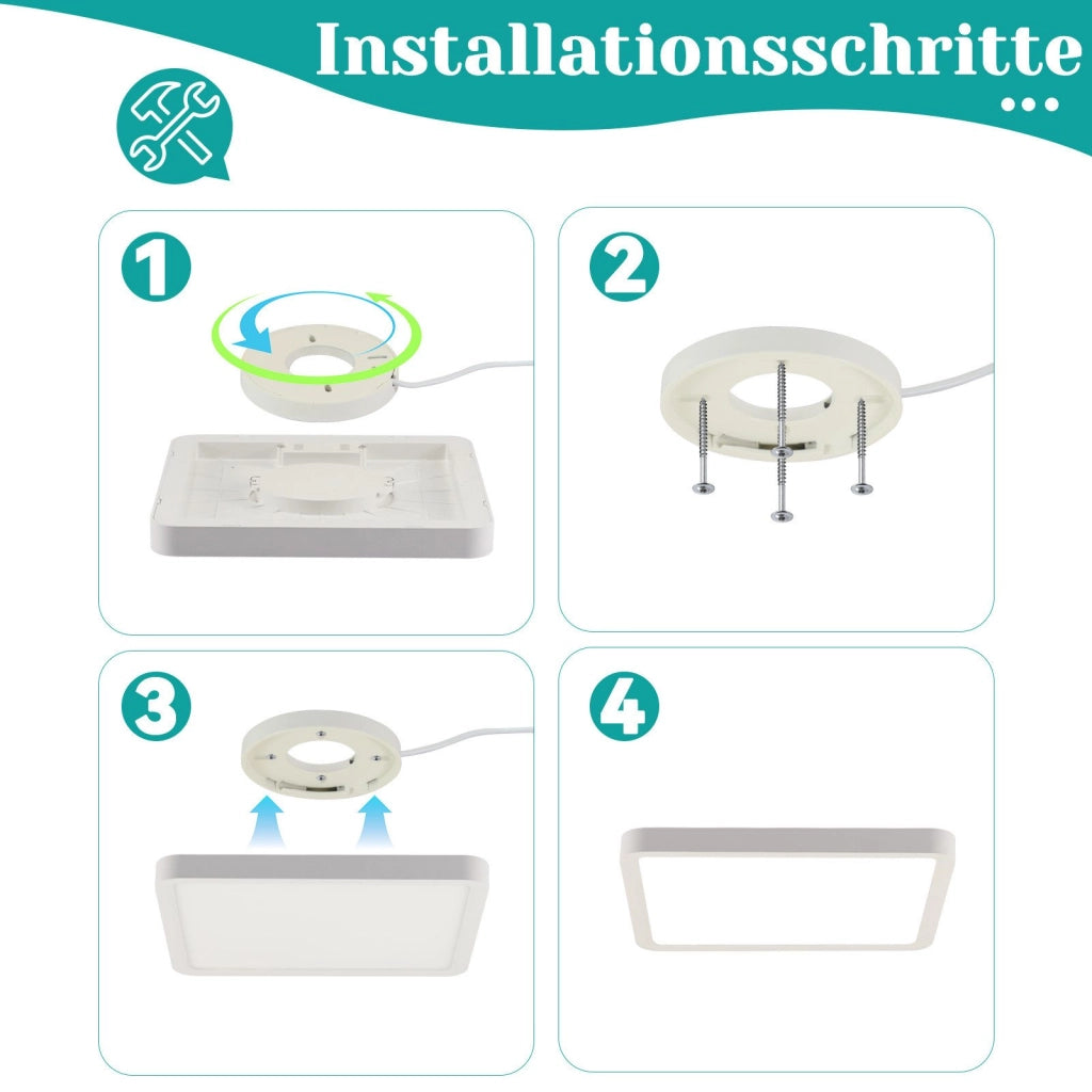 ZMH Lampada da soffitto plafoniera LED quadrata bianca 23 cm 6500K per soggiorno cucina corridoio