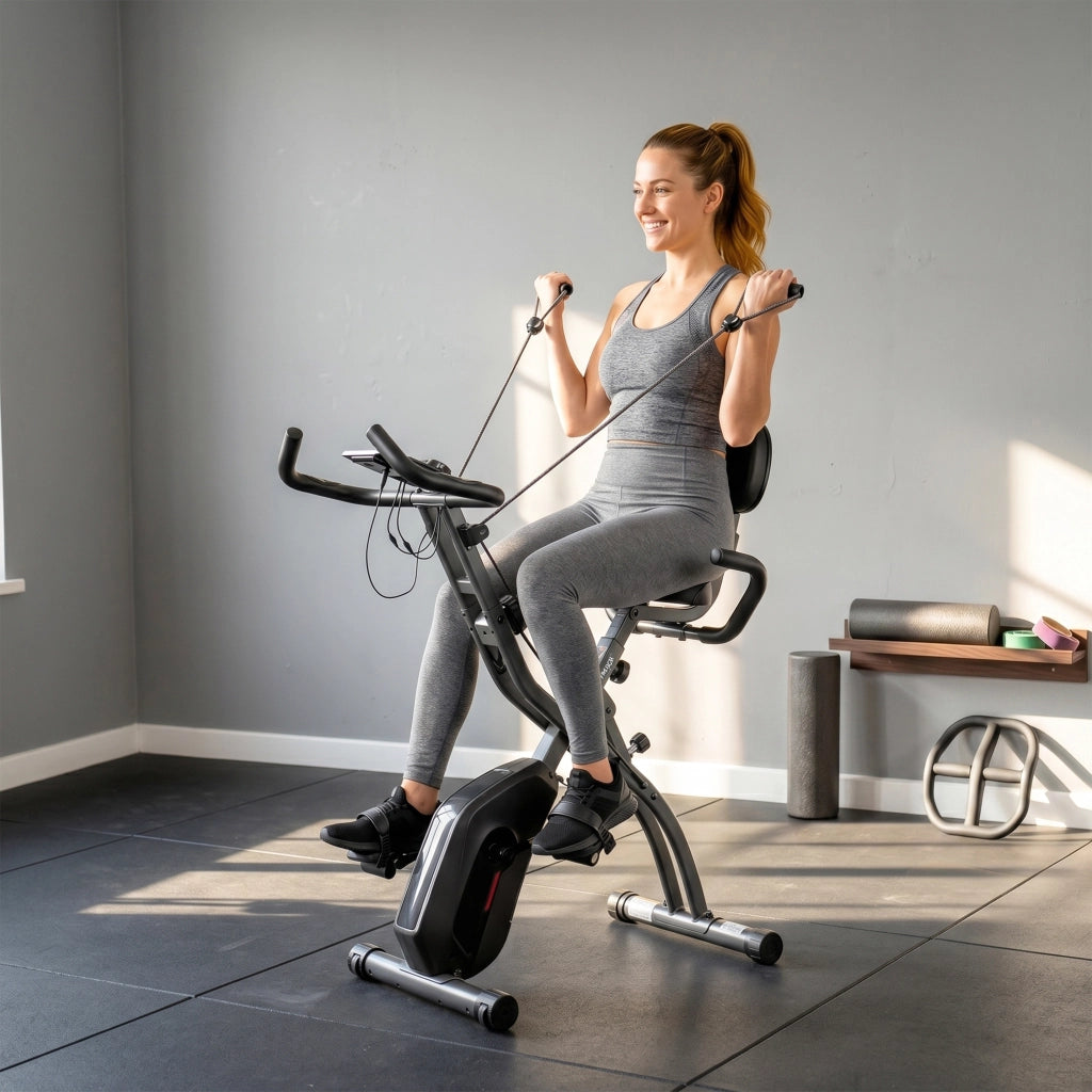 Cyclette Magnetica con Resistenza a 8 Livelli Display LCD e App Bluetooth in Acciaio Q195 Nero
