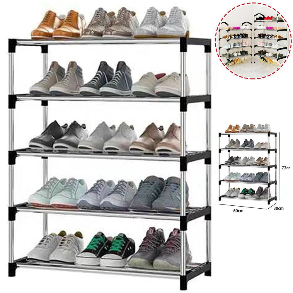 Trade Shop - Scarpiera Scaffale Casa Multiuso 5 Ripiani In Metallo Salvaspazio 60x30x72cm -