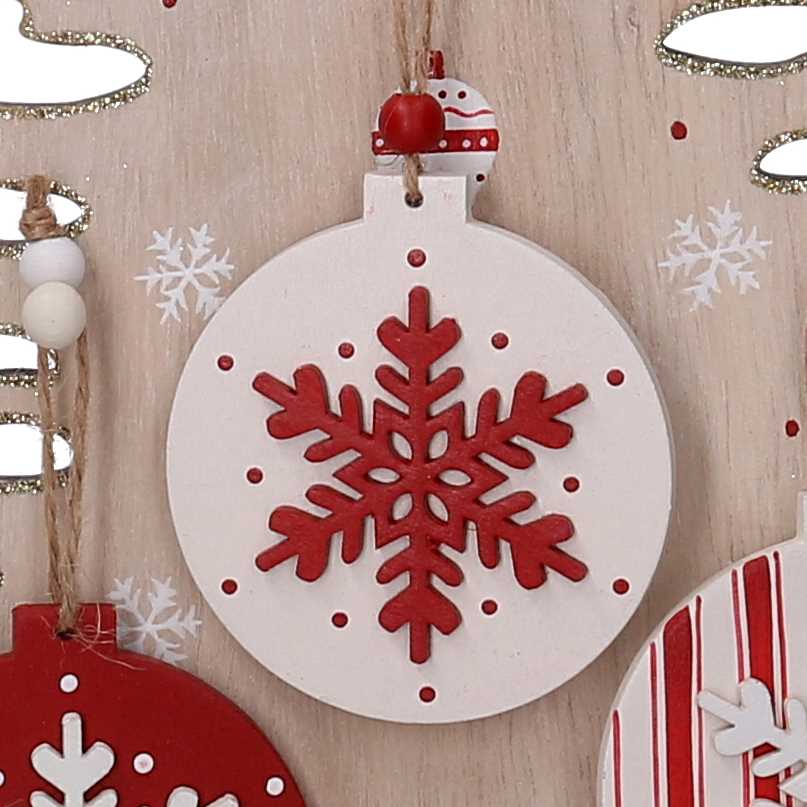 Albero espositore legno naturale c/24 decorazioni sfera cm 24x14xh42