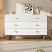 Credenza moderna con 6 cassetti - Zephmum- Bianco e oro, design elegante in MDF e acciaio, 120x40x75 cm