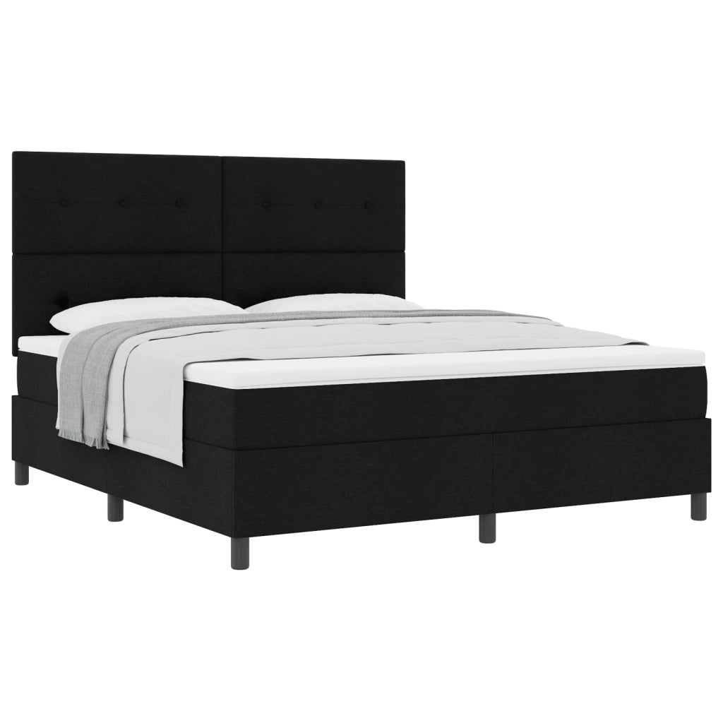Letto Box Spring con Materasso Nero Super King Tessuto