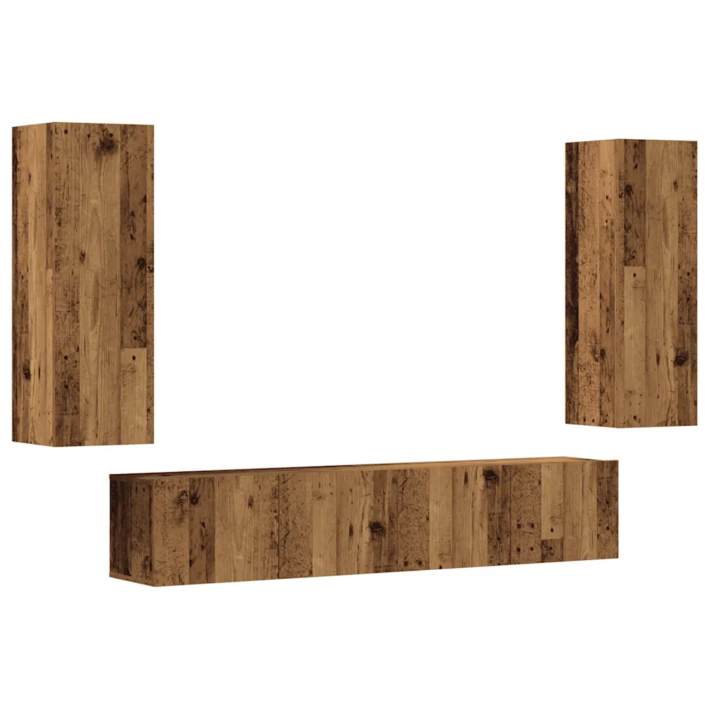 vidaXL Mobili TV a Parete 4 pz Legno Antico in Legno Multistrato