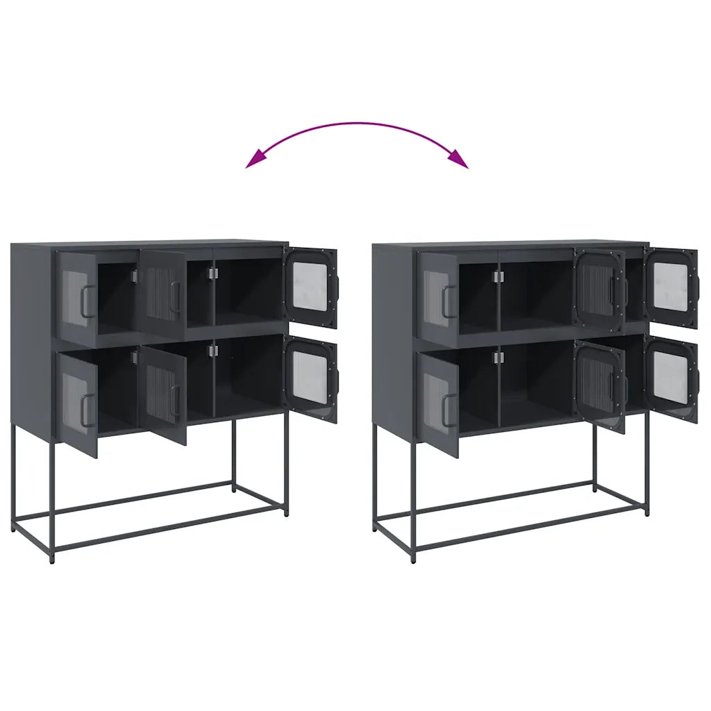 Credenza Antracite 100,5x39x107 cm in Acciaio Laminato a Freddo