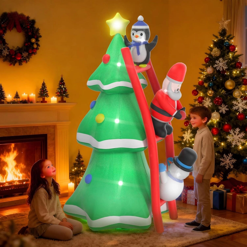 Albero di Natale gonfiabile con illuminazione e ventilatore silenzioso, 240 cm, figure di Natale gonfiabili, decorazione natalizia per interni ed esterni