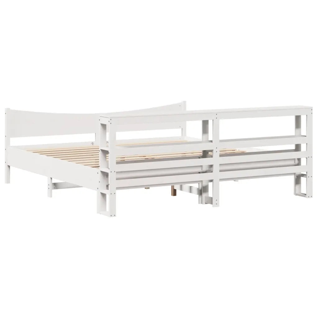 vidaXL Giroletto con Testiera Bianco 200x200 cm Legno Massello di Pino