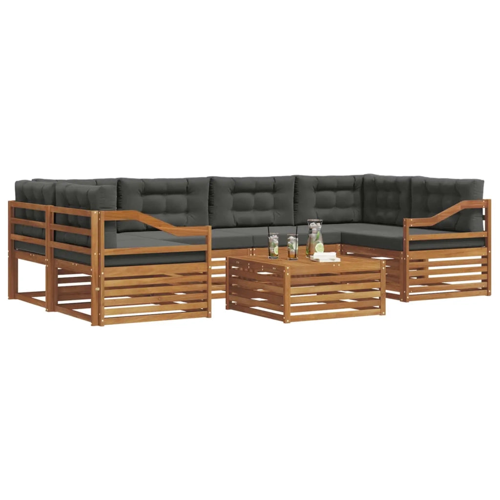 Set di divani da esterno con cuscino 7 pcs Naturale e Antracite