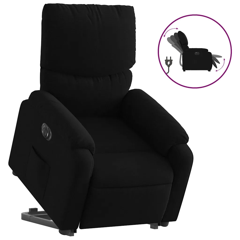 Poltrona Alzapersona Reclinabile Elettrica Nera in Tessuto 3204850
